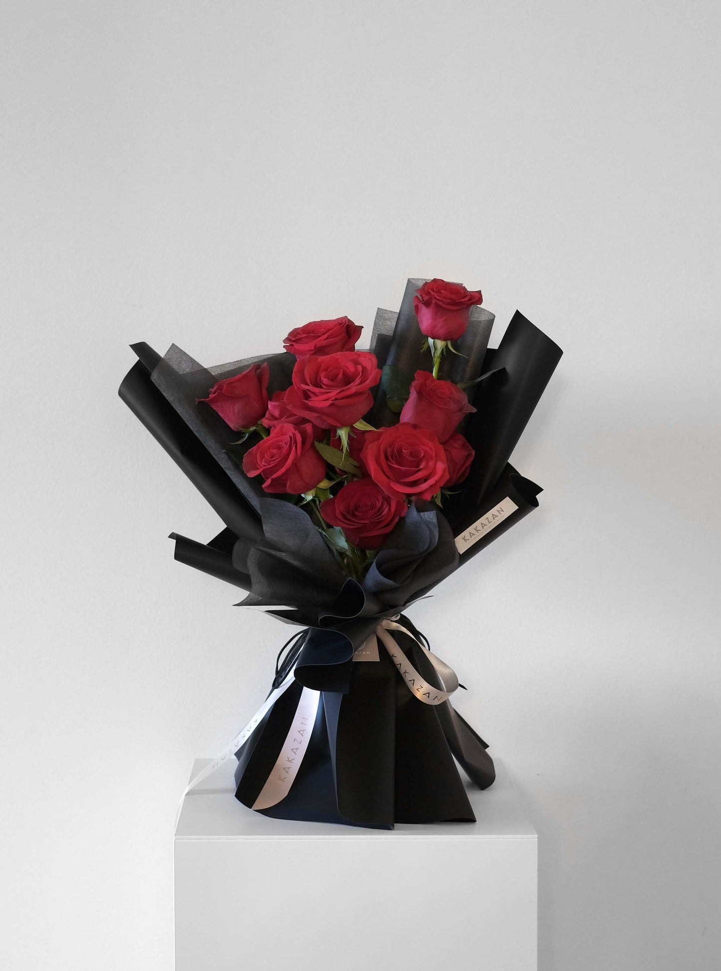 Red Rose bouquet in black wrap