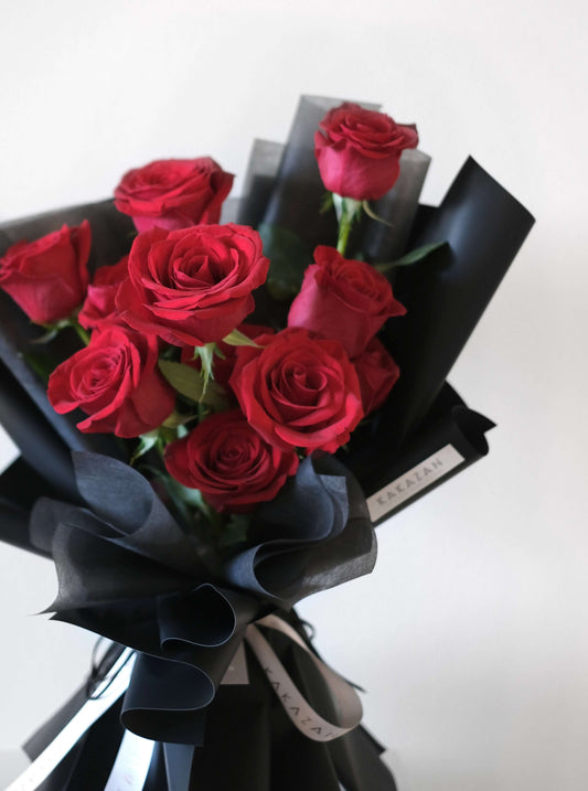 Red Rose Bouquet with black wrap