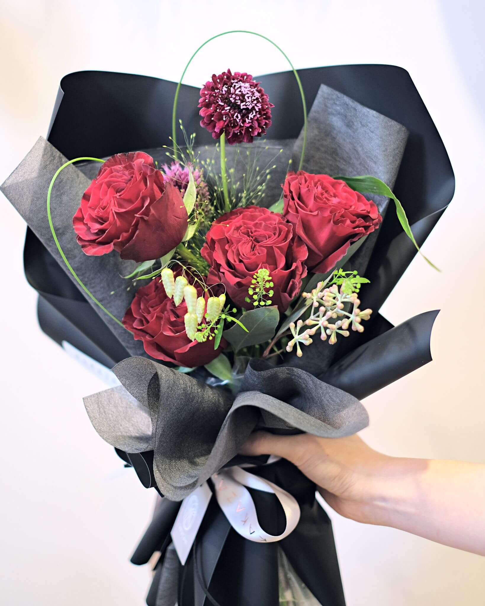 Heart Rose Bouquet in black wrap